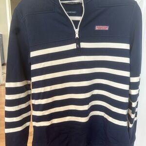 Vineyard Vines Women's Navy and White Striped Hoodie